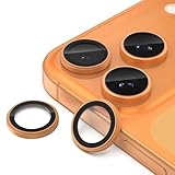 Hohotoon iPhone17 Pro 用カメラ保護 iPhone17ProMax 適用 カメラ保護フィルム ARコーティング 超高透過率 耐衝撃 宇宙航空材料 キズ防止 アイフォン17プロ/17プロマックス カメラフィルム アンチグレア 曇り防止 露出オーバー防止 黒縁取り カメラカバー いPhone 17Pro / 17 Pro Max レンズカバー（オレンジ 1セット）