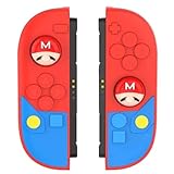 GrinGrin Nintendo Switch2 Joy-Con用 シリコンカバー オーバーオールデザイン レッド＆ブルー 左右セット スティックキャップ＆ボタンカバー付き 傷防止 グリップ強化