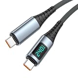 240W USB Cケーブル [1M] 超急速充電USB Type C ケーブル PD 4.0 48V/5A USB C to USBタイプC充電 20Gbps、LED表示付き iPhone 16 15、Macbook Pro、MacBook Air、iPad Pro、Galaxy S24/S23/S22/S21、Huawei 等Type C機種対応 (1m)