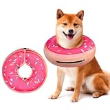 BINGPET エリザベスカラー 犬 猫 カラー ペット用品 ケアカラー 引っ掻き防止 傷舐め防止 首に優しい 術後ケア 避妊手術 去勢手術 着脱簡単 洗える 柔らかい クッション 柔軟 軽量 ソフト 通気性 ストレスフリー ケガ 介護 人気 可愛い ドーナッツ おしゃれ 小型犬 中型犬 大型犬 ねこ ネコ 犬猫兼用 （ピンク、Mサイズ）