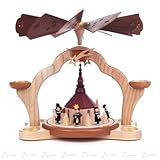 x の深さの茶ライト幅 X の高さのための Seiffener 教会そしてキャロルの歌手が付いているピラミッドは、 35 の cmx31 cmx30,5 cm の鉱石山ピラミッドのクリスマスのピラミッ