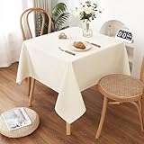 AooHome テーブルクロス 撥水 小さめ 方形 無地 汚れ防止 おしゃれ シンプル テーブルカバー リネン類 耐熱 丸洗い お手入れ簡単 業務用・家庭用 ベージュ 90x90cm