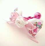 オリジナル ハンドメイド シングル バレリーナ リボン ローズ ヘアゴム White ホワイト