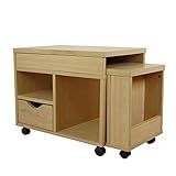 クロシオ ドロアーセンターテーブル ナチュラル 幅72~122cm奥行39.5cm 半完成品 一部組立 デスク