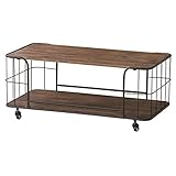 インテリア 家具 便利 おしゃれ センターテーブル 木製（杉）/スチール 棚収納付き IW-994