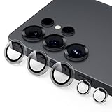 Podick レンズカバー Galaxy S25 Ultra用 カメラフィルム 9H強化ガラス アルミ合金 高透過率 ギャラクシー S25 Ultra カメラ保護 キズ防止 耐衝撃 黒縁取り 露出オーバー防止 飛散防止 気泡ゼロ 極薄 カメラカバー プロテクター (クリア)