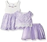 Youngland Baby Girls' 3 Pc Set Dress Pop-Over Top Tutu Skirt Purple/White 18M [並行輸入品]