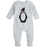 Petit Lem Baby Boys' Penguin Velour Footie Holiday 9 Months [並行輸入品]