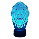 ライオン面夜ライト7色変更動物3d LED LEDナイトライトデスクテーブルランプとしてホーム装飾