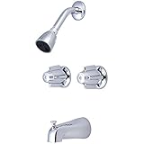 中央真鍮6076 2-handle 1-sprayタブとシャワー蛇口PVDポリッシュ、クロム