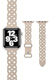 [AriRi] アップルウォッチ バンド レース柄 ラバー シリコン ベルト 38mm 40mm 41mm 42mm/10のみアップルウォッチ 10 9 se 8 7 5 4 (38mm/40mm/41mm, ミルクティ)