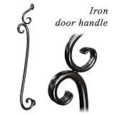 アイアン 取っ手 ドアハンドル ロング HRT-0006R 面付けタイプ ハンドメイド ブラック