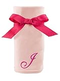 Princess Linens Embroidered Pink Initial Cotton Knit Blanket, J by Princess Linens