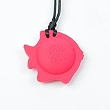 Silicone Teething Nursing Breastfeeding Sensory Necklace - Fish (Red) by Bitey Beads