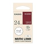 カシオ ラベルライター ネームランド 純正 クラフトテープ 24mm XR-24KRRD レッドにベージュ文字