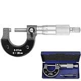 AUTOUTLET 外側マイクロメーター 0-25mm（0.01mm目盛） メトリック 外部キャリパー 強い耐久性 長寿命 ロック&レンチ付き 読みやすい 作業用 精密測定ツール