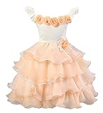 (コ-ランド) Co-land 発表会 フォーマル キッズドレス 結婚式 プリンセス風 子供ワンピース 女の子 ノースリーブ フラワー飾り フリルスカート ガールズ 演出 サーモンピンク 140