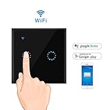ソニーmdr7506スマートスイッチ、Niceeshop (TM) WiFiタッチ、インテリジェントな音声制御、省エネ、タイミング機能withガラスパネルとタッチデザイン双方向コントロール、ブラック)