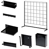 山崎実業 自立式メッシュパネル tower タワー スターター7点セット (ブラック, スターター7点セット)