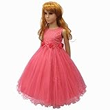子供ドレス ピアノ発表会 子供 ドレス 結婚式 パーティー 女の子 キッズ ドレス 発表会 七五三 子供ワンピース フォーマル 女の子 女児 ジュニア 遊戯会 (130cm, スイカーレッド)