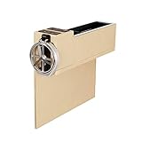 Kobwa 車用収納ケース 助手席ポケット　隙間収納ケース　USB機能搭載　小物入れボックス 多機能 隙間埋め　仕切り調節/解体可能 飲み物置き場 ゴミ箱（助手席　ゴルダン+シルバーサイド）