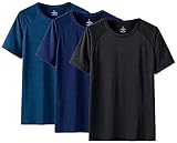 [AYISTELU] tシャツ メンズ 半袖 速乾 接触冷感 スポーツ tシャツ 無地 3枚組 インナーシャツ 肌着 快適 通気 防臭 オールシーズン着用 (2XL, ミックスカラ)