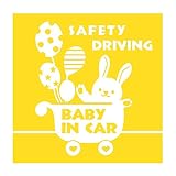 デザイン工房ＳＩＧＮＳ 車ステッカー Baby in car 9 綺麗にはがせる 車 ステッカー 兎 風船 ベビーカー イエロー