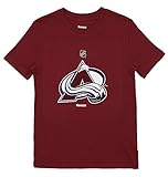 リーボックのNHLユースColorado Avalanche Short Sleeve DISTRESSEDチームロゴTシャツ、マルーン Medium (10-12)