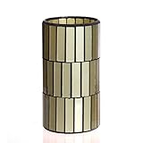 Tiled Pattern Glass Flameless Pillar Led Wax Candle Light with Timer, 3 X 6 Inch , Grey [並行輸入品]