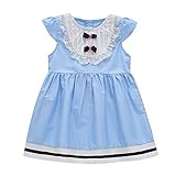 Cutelove 子供服 ドレス ベビー ガールズ 女の子 綿 夏 キッズ 可愛い スカイブルー ノースリーブ ちょう結び レース プリンセスドレス ワンピース