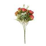 SONONIA 人工花　造花　全6色　薔薇　30葉　バラ園　ブーケ　美しい　寝室　ガーデン装飾　 - レッド