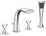 Ultra Faucets UF65340 Twist Collection Two-Handle Roman Bathtub Faucet with Hand-Shower, Chrome by U
