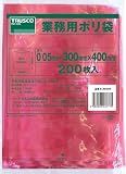 [3620816]ＴＲＵＳＣＯ　小型ポリ袋　縦４００Ｘ横３００Ｘｔ０．０５　２００枚入　赤 A3040R