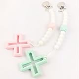 [マミマミホーム]歯固め授乳ジュエリー Baby ペンダント シリコン クロス[FDA認可済]安全 無味 ピンク/シント 2枚セット