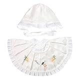 [キョウエツ]フードセット 日本製 正絹 お宮参り2点セット(帽子、よだれかけ) ベビー (白)