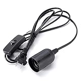 MIOIM コード付けソケット 超長1.8ｍ E27 E26 スイッチ付 工事不要 ブラック ホワイト (ブラック)