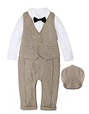 (コ-ランド) Co-land ベビー服 フォーマル ロンパース ベスト ハット 子供 3点セット 男の子 結婚式 撮影用 出産祝い お洒落 洋服 キッズ 80 ブラウン