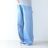 Pearls　おなか周りが決め手！妊娠初期～臨月～産後も快適♪ おなかノンストレス♪ マタニティ ペインターデニムパンツ (M size, light blue)