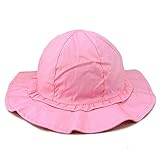 LeafIn キッズハット 子供向け つば広ハット 無地 綿 日焼予防帽子 サファリハット チューリップハット 紐付き 裏地付き F204 (頭囲：52CM, ピンク)