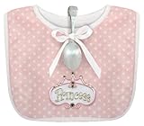 Stephan Baby Infant Girl Polka Dot Bib and Silver Plated Bent-Handled Spoon Gift Set, Little Princes