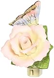 High Quality 2127 Fine Porcelain Lighted Butterfly/Peace Rose Night Light, 3-Inch