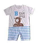 (ウォ２U)Woo2u 男の子 女の子 ベビー 子供 赤ちゃん 可愛い 動物 半袖 ボディスーツ スポーツ ショートパンツ シャツ チュニック ロンパース カバーオール ブルー 80