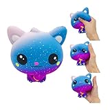 XUANOU カラフルなギャラクシーキャットファニーチャーム ゆっくり元に戻るストレス解消玩具 圧力減圧玩具 低反発 PUスターキャットトイ One size