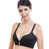 【SEBLES】マタニティ シームレス 授乳 産前 産後 無地 ビジュー 脇肉 寄せてあげる バストアップ ブラジャー 4列 4段 ホック 全3色 10サイズ(ブラック,95C)