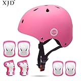 XJD 自転車 ヘルメット こども用 キッズプロテクターセット S:48~54cm 調節可能 超軽量 高剛性 通気性 高品質 自転車 サイクリング 保護用 巾着袋付き（ピンク）