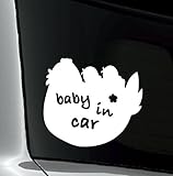 baby in car　鶏とヒヨコの親子 防水・車両OKカッティングステッカー　MM770-BICW