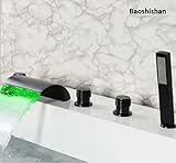 LED Widespread Bathtub Mixer Tap Deck Mounted 5PCS Oil Rubbed Bronze Bathtub Mixer Faucet
