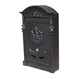 ポスト 郵便受け レトロ ブラック【幅30×奥行9.5×高46.5cm】 post-b