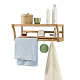 (FRG49-N) - SoBuy Bamboo Wall Towel Rack, Bathroom Living Room Wall Display Storage Shelf, FRG49-N