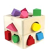 LOPNMEWQ 13穴木製の形ソーターおもちゃ赤ちゃんの幼児のための子供の学習の形の色のマッチングパズルのおもちゃの贈り物の並べ替え